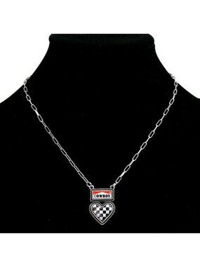 Tipi Western Cowboy Checker Heart Pendant Necklace - SN0516MUL